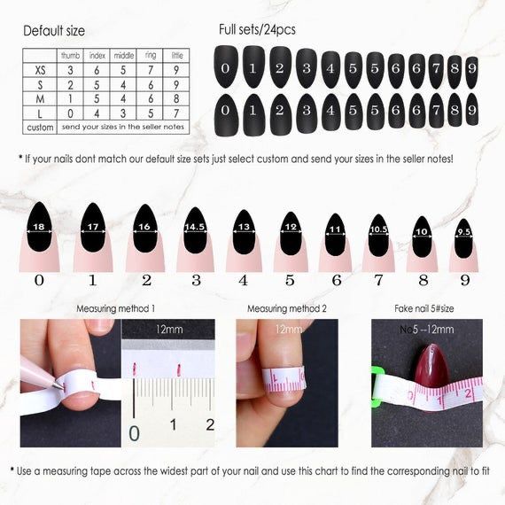 Gu&iacute;a aproximada de tallas y c&oacute;mo medir tus u&ntilde;as